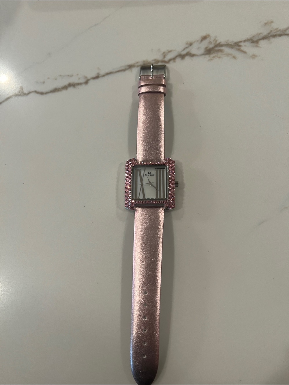 Women's Rose Pink Crystal-Trim Square Dial Watch